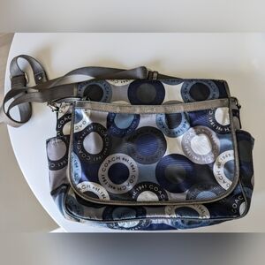 Coach Alexandria Snaphead Style Satin Leather Trim Messenger Diaper Crossbody